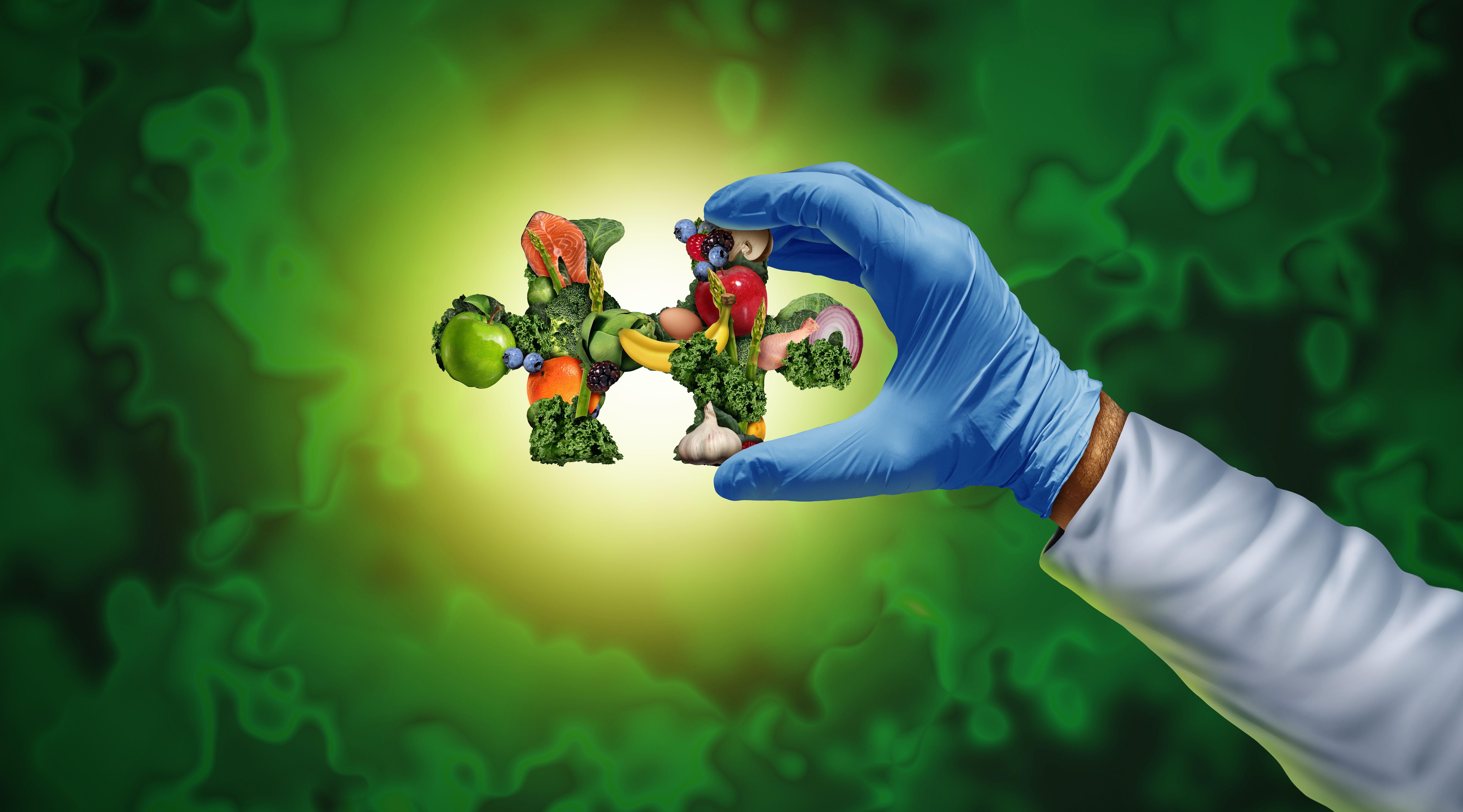Nutrition science and Food Sciences solution as a nutritionist or scientist with nutrients solving a puzzle and caloric intake as a dietary health concept for wellness and digestion | fitness-freshidea - stock.adobe.com