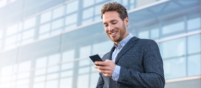 Man looking at smartphone